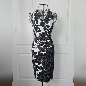 Ralph Lauren Black and White Floral Midi Dress